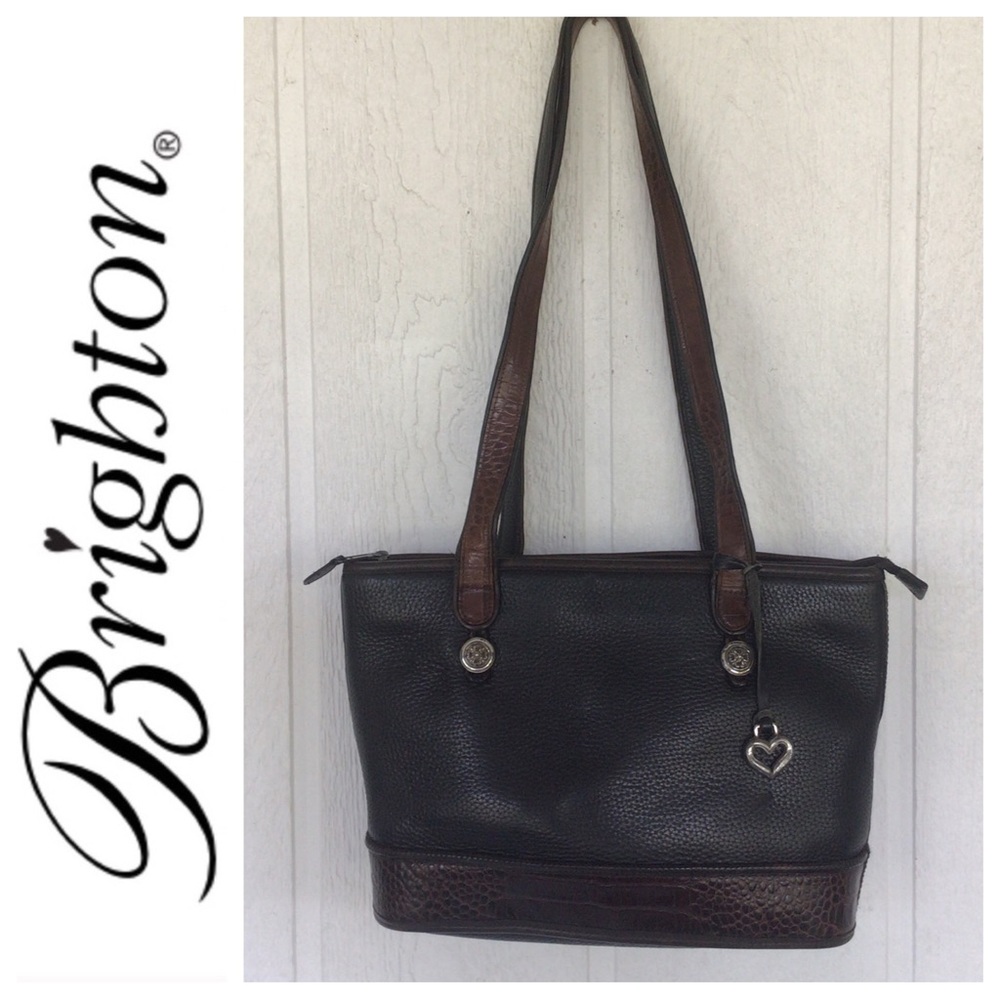 BRIGHTON BLACK LEATHER SHOULDER BAG